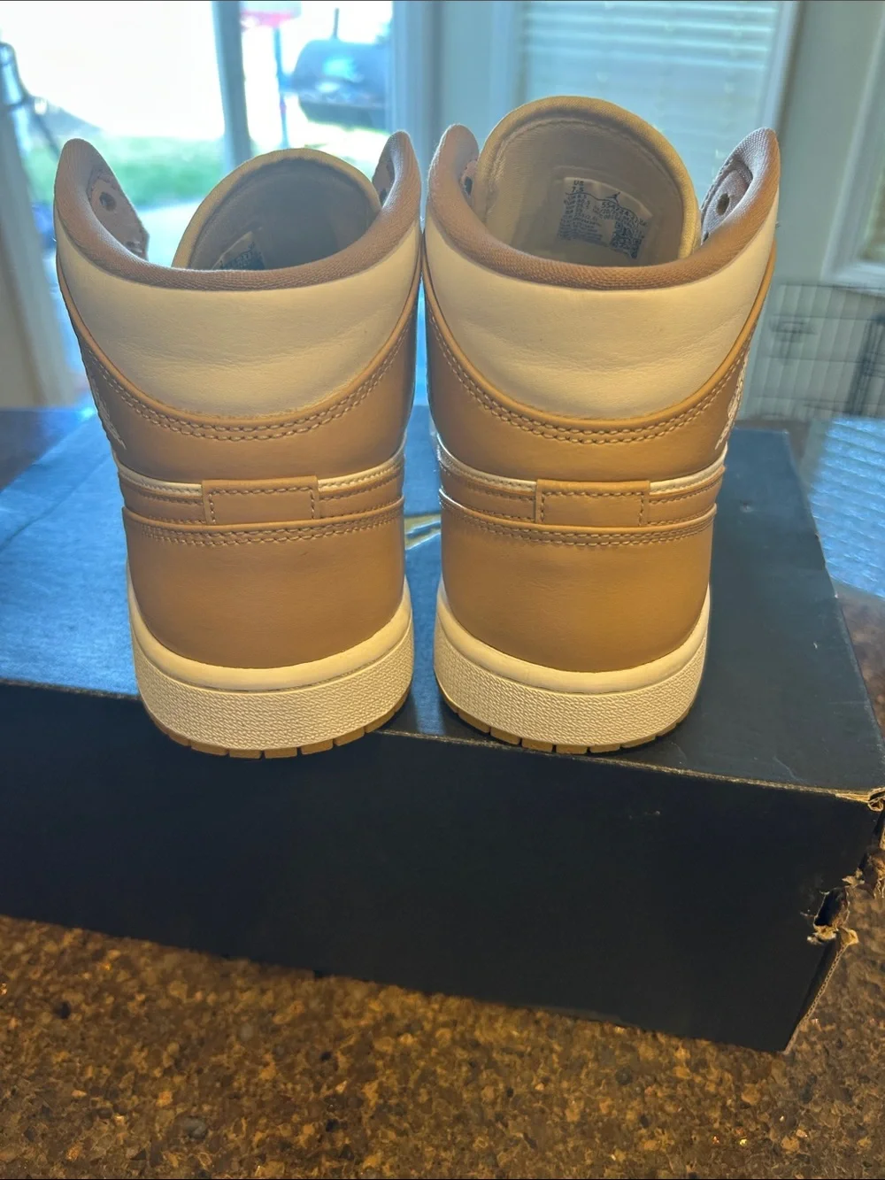 Jordan High Top Sneakers in White and Tan